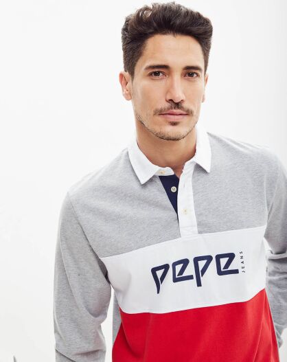 Polo Archive gris/rouge